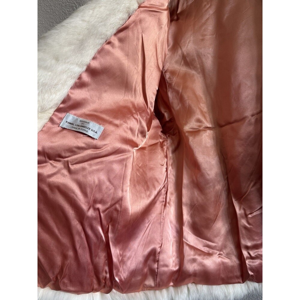 VTG Kamal Furs NWT Fluffy White Rabbit Fur Jacket Satin Lined Pockets Size L - Picture 10 of 13